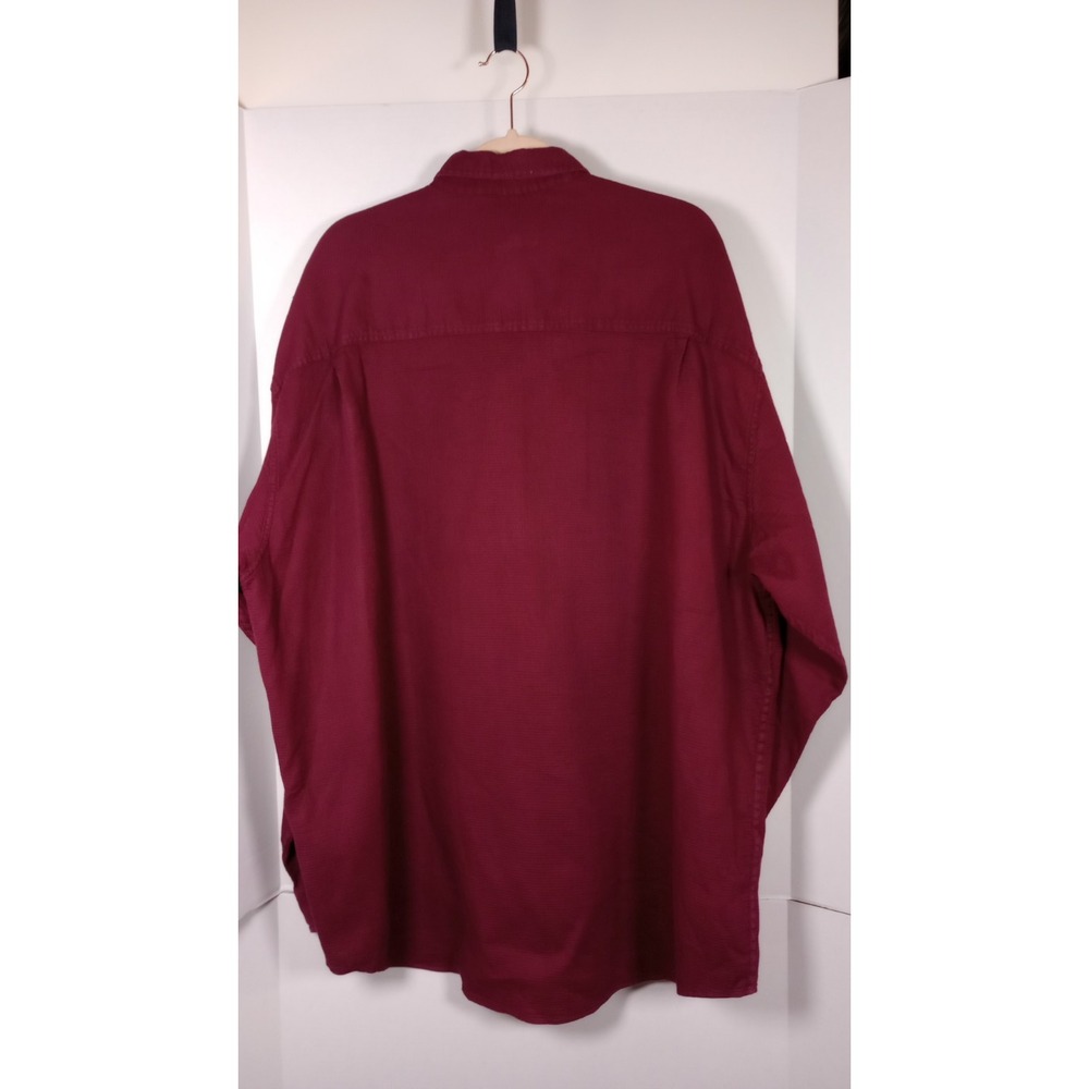 VTG Eddie Bauer Burgundy XXL Waffle Button Shirt L/S 100% Cotton Tall/Ultra Long - Picture 2 of 8